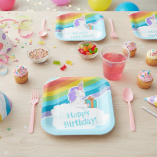 Süße Einhorn Regenbogen Alles Gute zum Geburtstag Pappteller