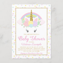 Süße Einhorn Regenbogen Baby Mädchen Shower Einlad
