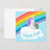 Süße Einhorn Regenbogen Quadrat Dankeschön Karte (Vorne/Hinten)