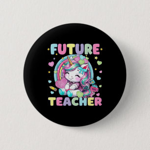 Süße Einhorn-Zukunftslehrer-Klassenzimmer-Design Button