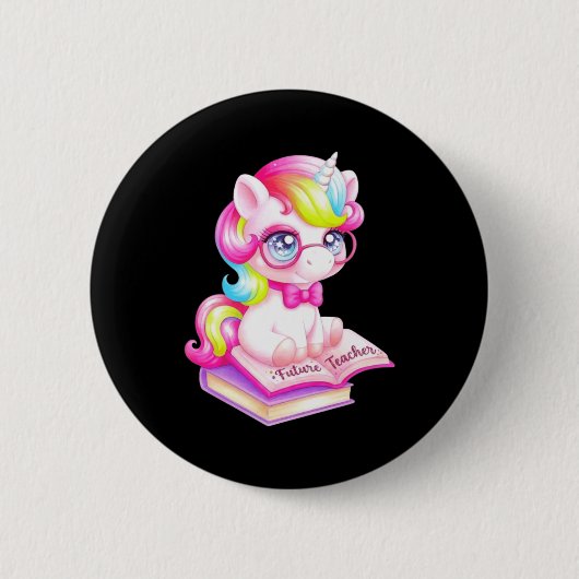 Süße Einhorn-Zukunftslehrerin Klassenzimmer Button (Vorderseite)