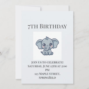 Süße Einladung zum 7. Geburtstag für ein niedliche