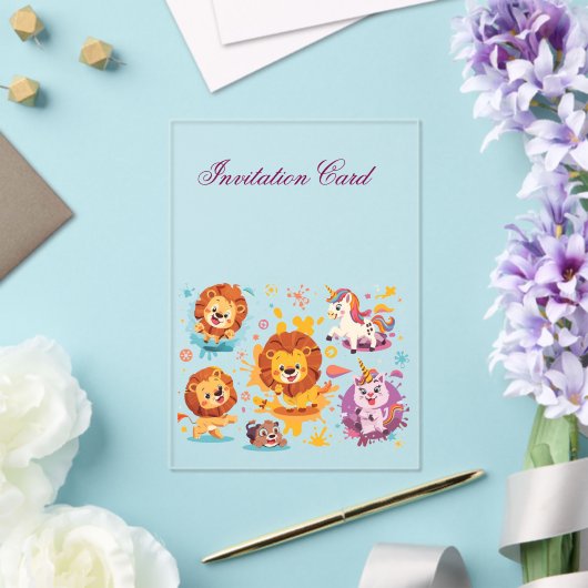 Süße Einladung zum Geburtstag mit Tierdesign  (In Situ (Hochzeit))