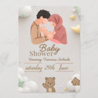 Süße Einladung zur Babyparty für Paare mit Teddy