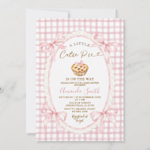 Süße Einladung zur Babyparty mit rosa Schleife und