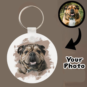 Süße einzigartige Bulldogge oder Ihr Foto Grunge H Schlüsselanhänger