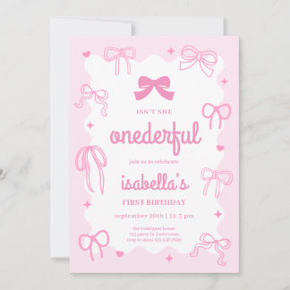 Süße Einzigartige Kokette Schleifen 1. Geburtstag Einladung