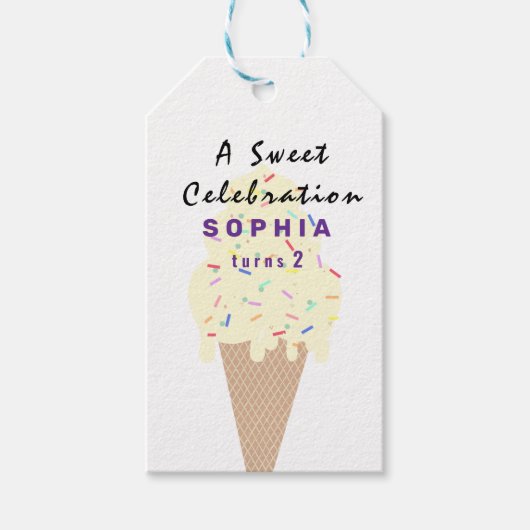 Süße Eis-Geburtstags- Geschenkanhänger (Vorderseite)