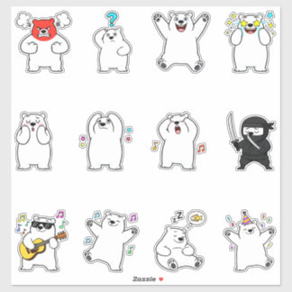 Süße Eisbär-Charakter-Sticker-Pack Emojis Aufkleber