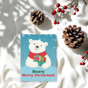 Süße Eisbär-Geschenke & verspielte Weihnachtsbotsc Feiertagspostkarte