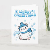 Süße Eisbär-Schneeflocken Frohe Weihnachten (Vorderseite)