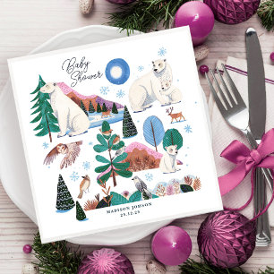 Süße Eisbär-Winter-Baby-Party Serviette