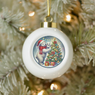 Süße Eisbären Ferien  Keramik Kugel-Ornament
