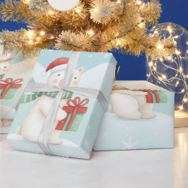 Süße Eisbären- und Pinguin-Weihnachtsmuster Geschenkpapier