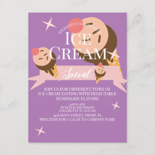 Süße Eiscreme-Party-Einladung Lila  Postkarte