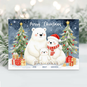 Süße Eisfamilienname Weihnachtskarte Feiertagskarte