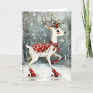 Süße Eislaufende Hirsch Weihnachten