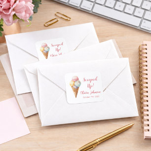 Süße Eisportionen Pastell-Farben Brautparty Quadratischer Aufkleber