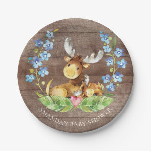 Süße Elch-Babyparty 7" Platte Pappteller
