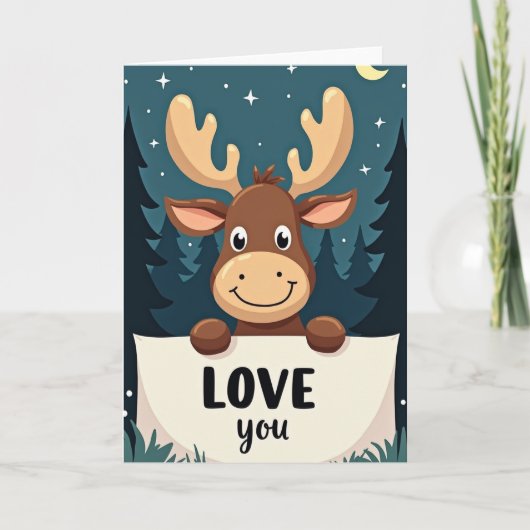 Süße-Elch-Wald-Liebe-Dich-Karte Karte (Vorderseite)