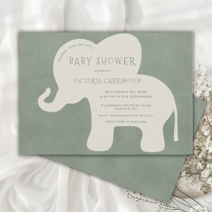 Süße Elefant Grün Babyparty Einladung