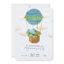 Süße Elefant-Heißluftballon-Baby-Geburtsankündigun