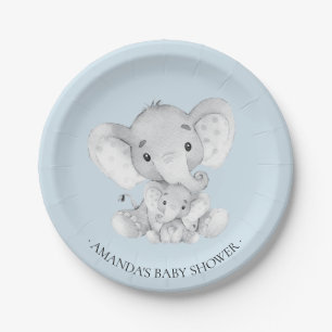 Süße Elefant-Jungen-Babyparty 7" Platte Pappteller