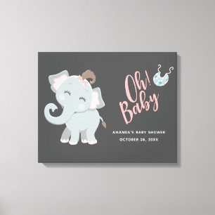 Süße Elefant Mädchen Baby Shower Leinwanddruck