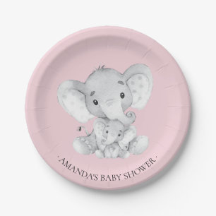 Süße Elefant-Mädchen-Babyparty 7" Platte Pappteller