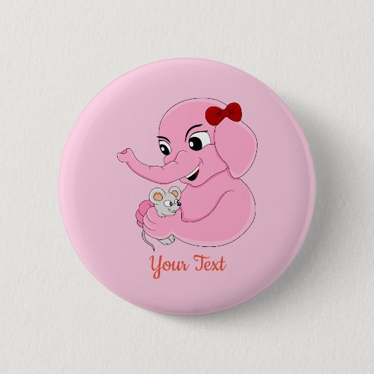 Süße Elefant Mädchen Cartoon-Taste Button (Vorderseite)