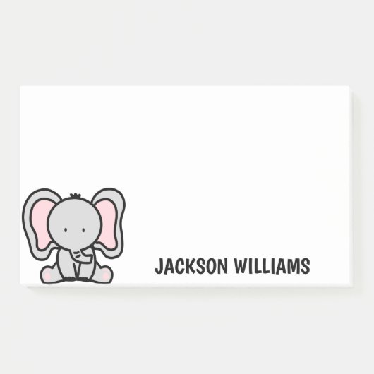 Süße Elefant Personalisierte Name Post-it Notizen (Vorderseite)