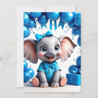 Süße Elefanten-Geburtstagsballons-Party 🐘 Einladung