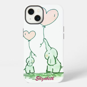 Süße Elefanten mit Luftballons - Personalisiert iPhone 13 Hülle