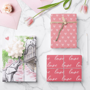 Süße Elefanten Romeo und Julia Romantische Liebe R Geschenkpapier Set