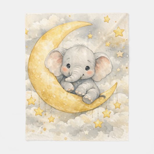 Süße Elefantenmond-Kinderzimmer-Kunst Fleecedecke (Vorderseite)