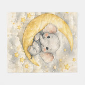 Süße Elefantenmond-Kinderzimmer-Kunst Fleecedecke (Vorderseite (Horizontal))