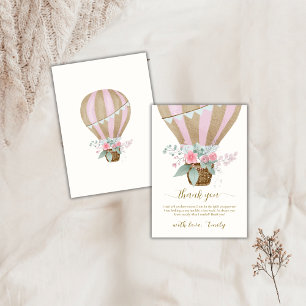 Süße elegante florale Heißluftballon-Baby-Party Dankeskarte