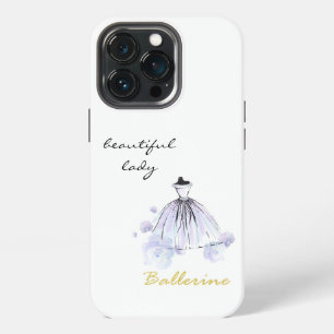 süße elegante moderne girly blaue Blumen und Kleid iPhone 13 Pro Hülle