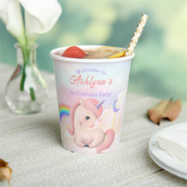 Süße elegante niedliche rosa Wasserfarbe-Einhorn-P Pappbecher