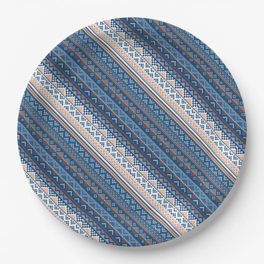 Süße elegante ukrainische Musterdesign Pappteller (Vorderseite)