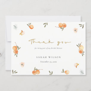Süße elegante weiche orangefarbene florale Boho-Br Dankeskarte