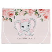 Süsse Elephant Blush Pink Bläserchen Girl Babydusc Große Geschenktüte (Rückseite)