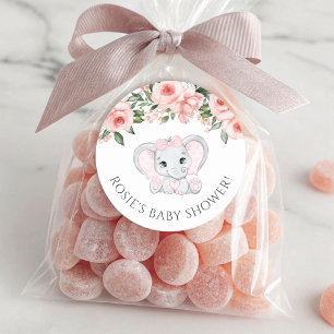 Süsse Elephant Blush Pink Bläserchen Girl Babydusc Runder Aufkleber