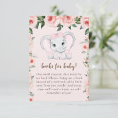Süsse Elephant Blush Pink Blumenbücher für Baby Begleitkarte (Stehend Vorderseite)