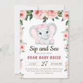 Süsse Elephant Blush Pink Blumensippe sehen Einladung (Vorderseite)
