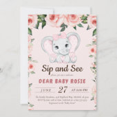 Süsse Elephant Blush Pink Blumensippe sehen Einladung (Vorderseite)