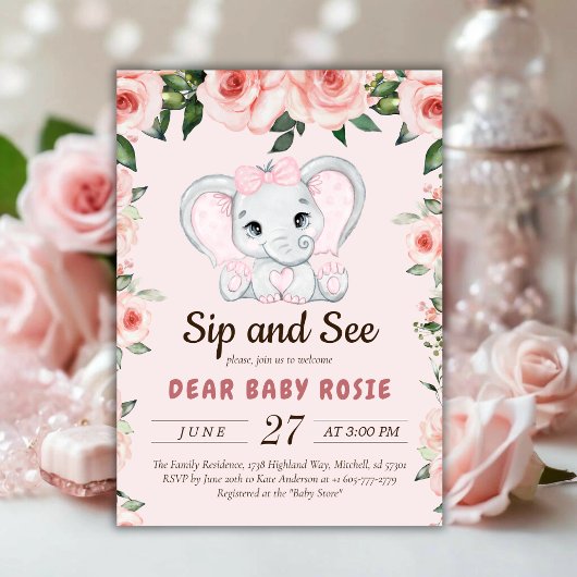 Süsse Elephant Blush Pink Blumensippe sehen Einladung