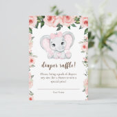Süsse Elephant Blush Pink Floral Diaper Raffel Begleitkarte (Stehend Vorderseite)