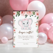 Süsse Elephant Blush Pink Floral Diaper Raffel Begleitkarte