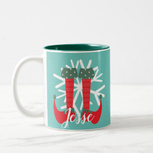Süße Elf-Füße Schneeflocke Benutzername Weihnachte Zweifarbige Tasse